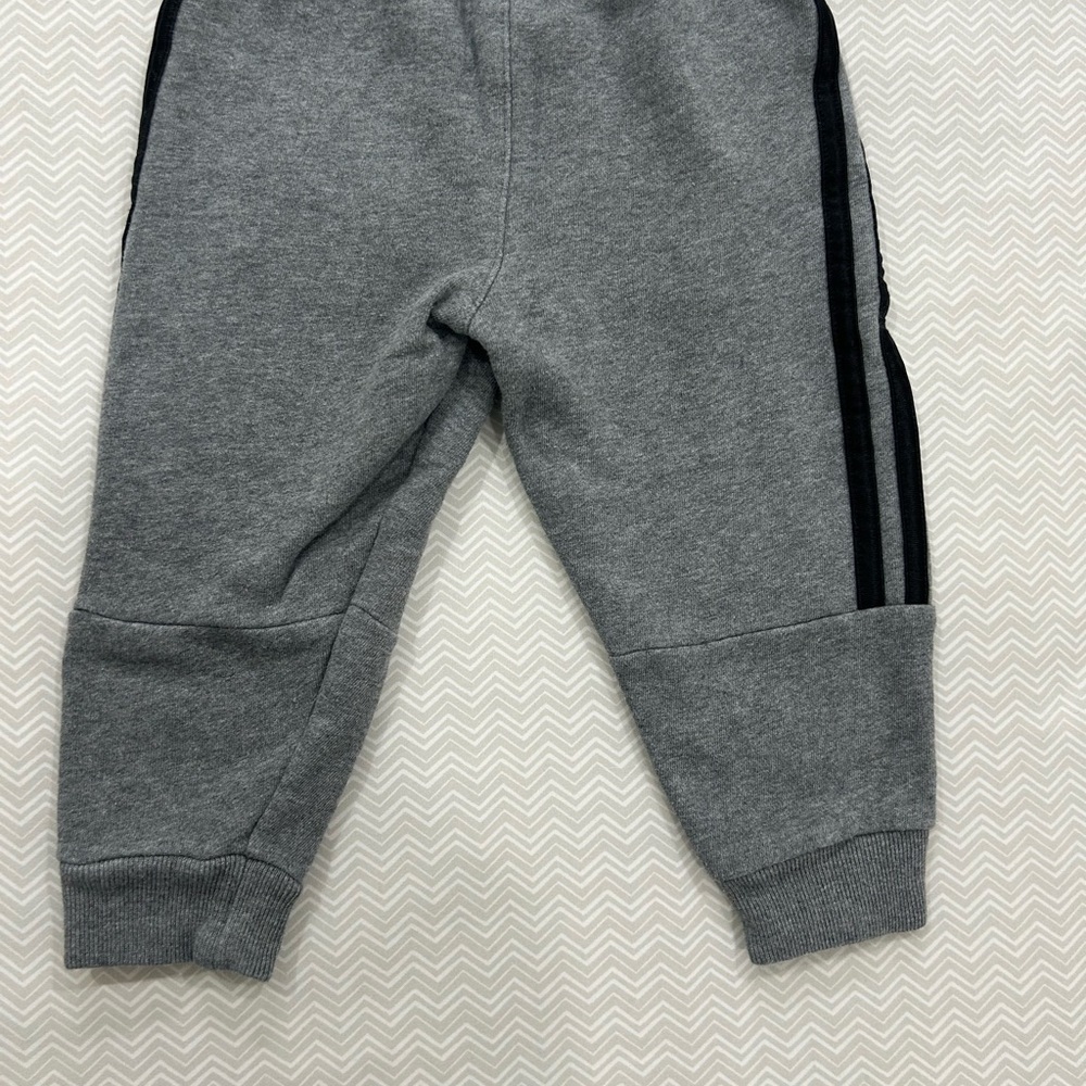 Adidas Kids Gray Sweatpants with Black Stripes - Picture 6 of 6